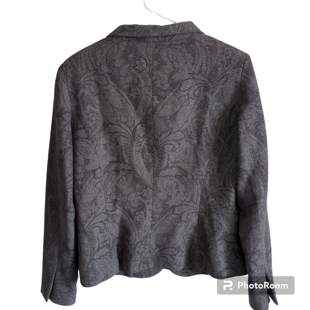 Brooks Brothers | Women's Wool-Blend Paisley Print Blazer Grey | Size 10 - Picture 2 of 12